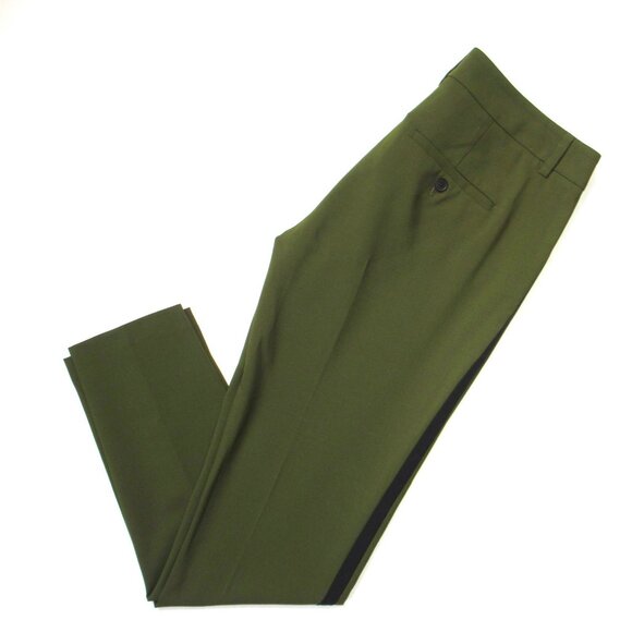 NWT Vince Side Strapping Tuxedo Trouser in Fir Tree Stretch Wool Pants 4 - Picture 7 of 10